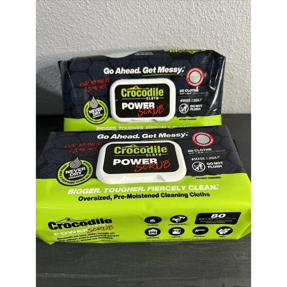 Crocodile Cloth 6500-080 Power Scrub, 80 Count Huge Cloths 2‎ Pack